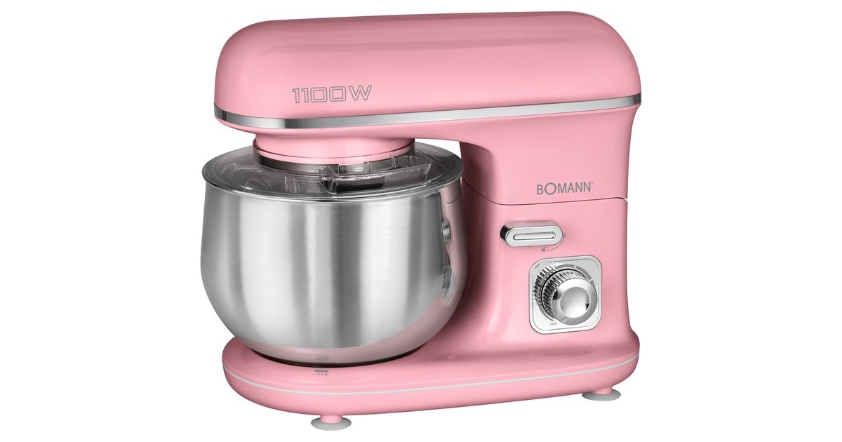 Bomann Knetmaschine KM 6030, Küchenmaschine(rosa/silber, 1.100 Watt)