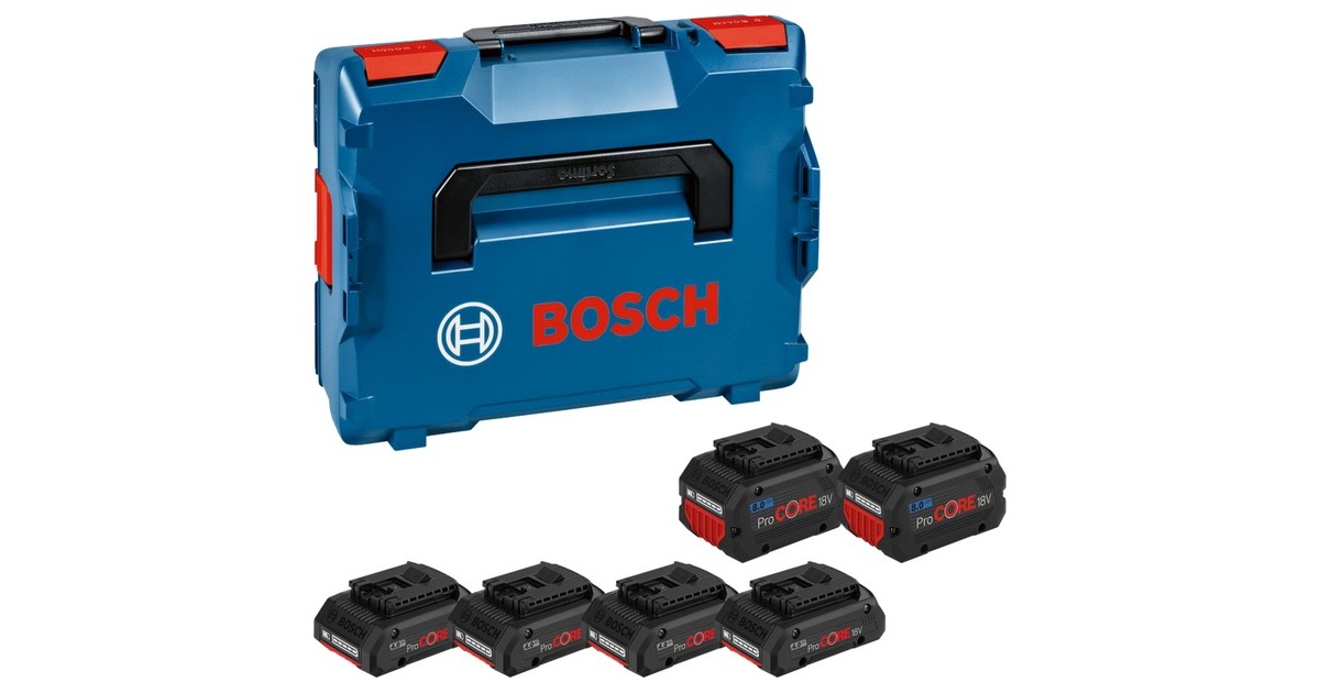 Bosch 4x Akku ProCORE 18V 4.0Ah + 2x Akku ProCORE 18V 8.0Ah Professional(blau/schwarz, L-BOXX, AMPShare Alliance) Bosch 4x Akku ProCORE 18V 4.0Ah + 2x Akku ProCORE 18V 8.0Ah Professional(blau/schwarz, L-BOXX, AMPShare Alliance)