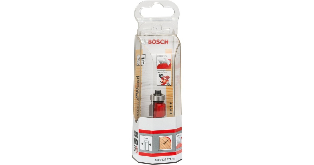 Bosch Abrundfräser Expert for Wood, Radius 2mm(Schaft Ø 8mm, zweischneidig, Anlaufkugellager)