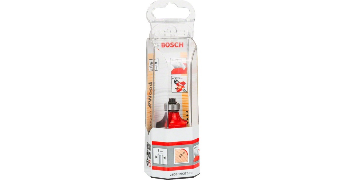 Bosch Abrundfräser Expert for Wood, Radius 7,9mm(Schaft Ø 8mm, zweischneidig, Anlaufkugellager)