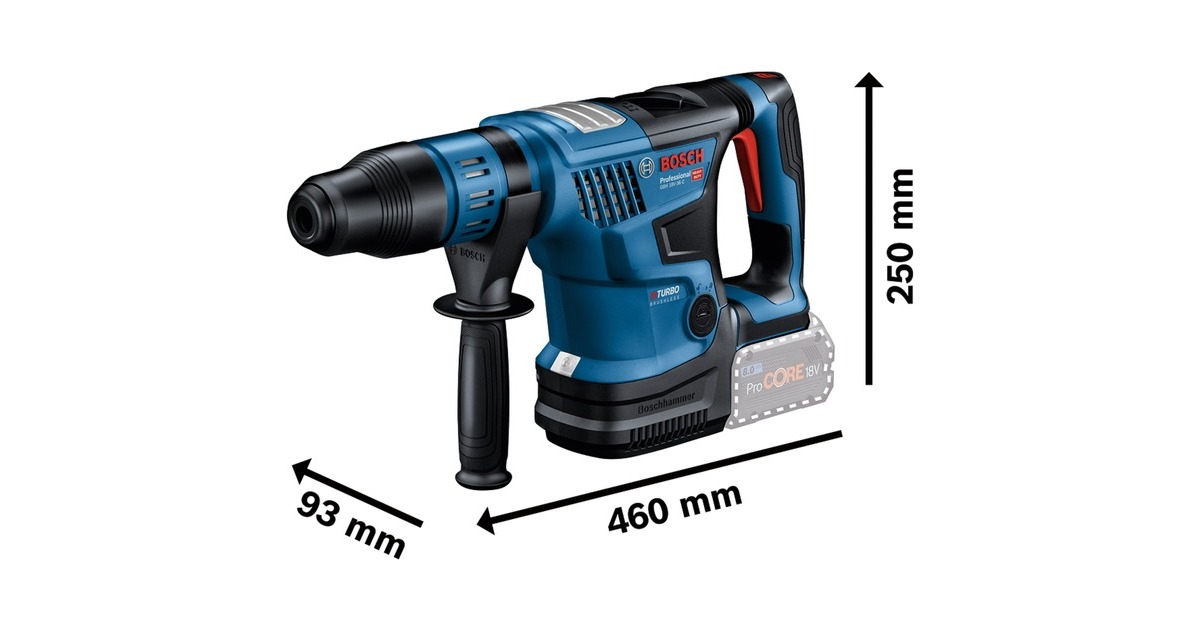 Bosch Akku-Bohrhammer BITURBO GBH 18V-36 C Professional(blau/schwarz, 2x Akku ProCORE18V 8,0Ah, Bluetooth Modul, im Koffer)