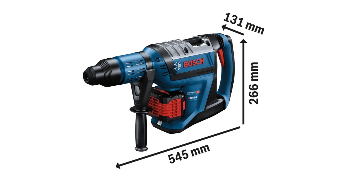 Bosch Akku-Bohrhammer BITURBO GBH 18V-45 C Professional(blau/schwarz, 2x Akku ProCORE18V 12,0Ah, Bluetooth Modul)