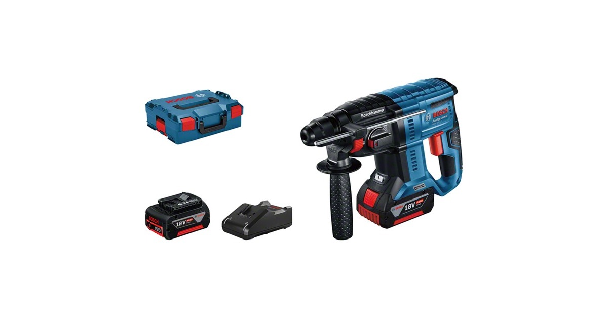 Bosch Akku-Bohrhammer GBH 18V-21 Professional, 18Volt(blau/schwarz, 2x Li-Ionen Akku 4,0Ah, L-BOXX)