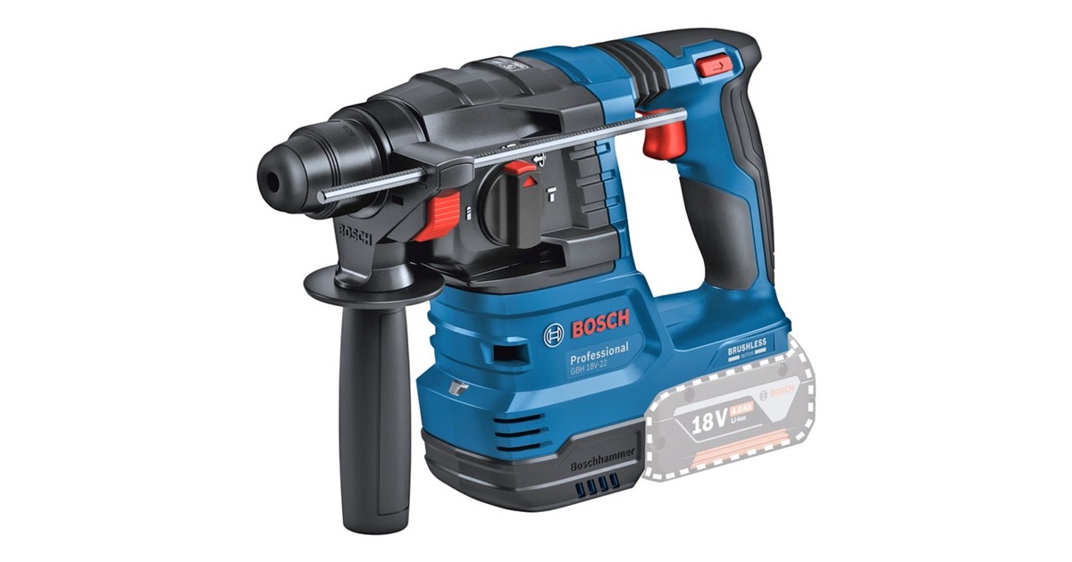 Bosch Akku-Bohrhammer GBH 18V-22 Professional, 18Volt(blau/schwarz, 2x Li-Ionen Akku 4,0Ah, in L-BOXX)