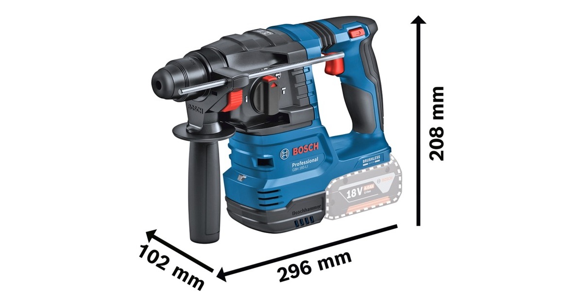 Bosch Akku-Bohrhammer GBH 18V-22 Professional, 18Volt(blau/schwarz, 2x Li-Ionen Akku 4,0Ah, in L-BOXX)