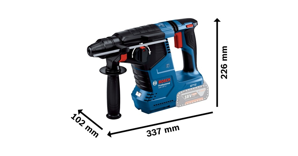 Bosch Akku-Bohrhammer GBH 18V-24 C Professional solo, 18Volt(blau/schwarz, ohne Akku und Ladegerät, mit Bluetooth)
