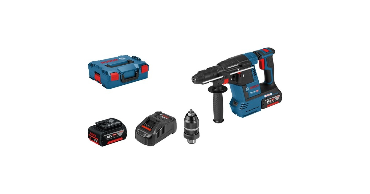 Bosch Akku-Bohrhammer GBH 18V-26 F Professional, 18Volt(blau/schwarz, 2x Li-Ionen Akku 5,0Ah, in L-BOXX)