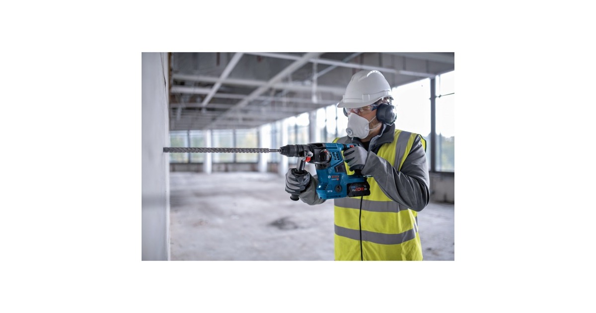 Bosch Akku-Bohrhammer GBH 18V-28 CF Professional, mit GDE 18V-16(blau/schwarz, 2x Akku ProCORE18V 8,0Ah, Bluetooth, in L-BOXX)