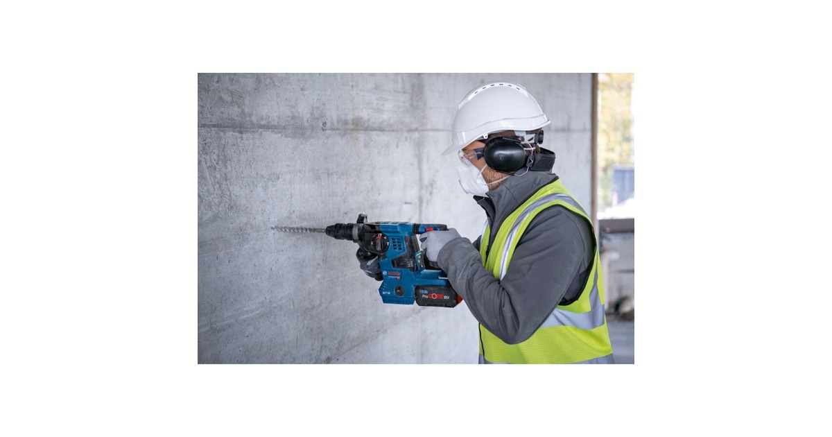 Bosch Akku-Bohrhammer GBH 18V-28 CF Professional, mit GDE 18V-16(blau/schwarz, 2x Akku ProCORE18V 8,0Ah, Bluetooth, in L-BOXX)