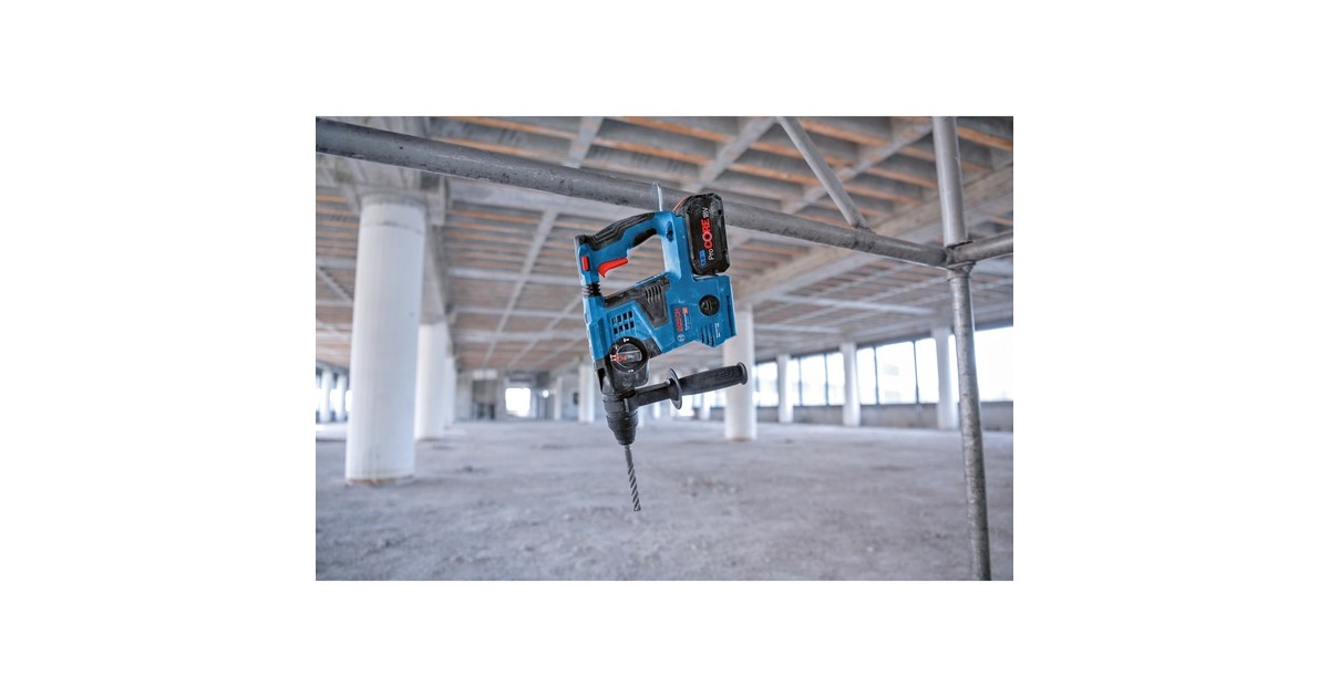 Bosch Akku-Bohrhammer GBH 18V-28 CF Professional, mit GDE 18V-16(blau/schwarz, 2x Akku ProCORE18V 8,0Ah, Bluetooth, in L-BOXX)