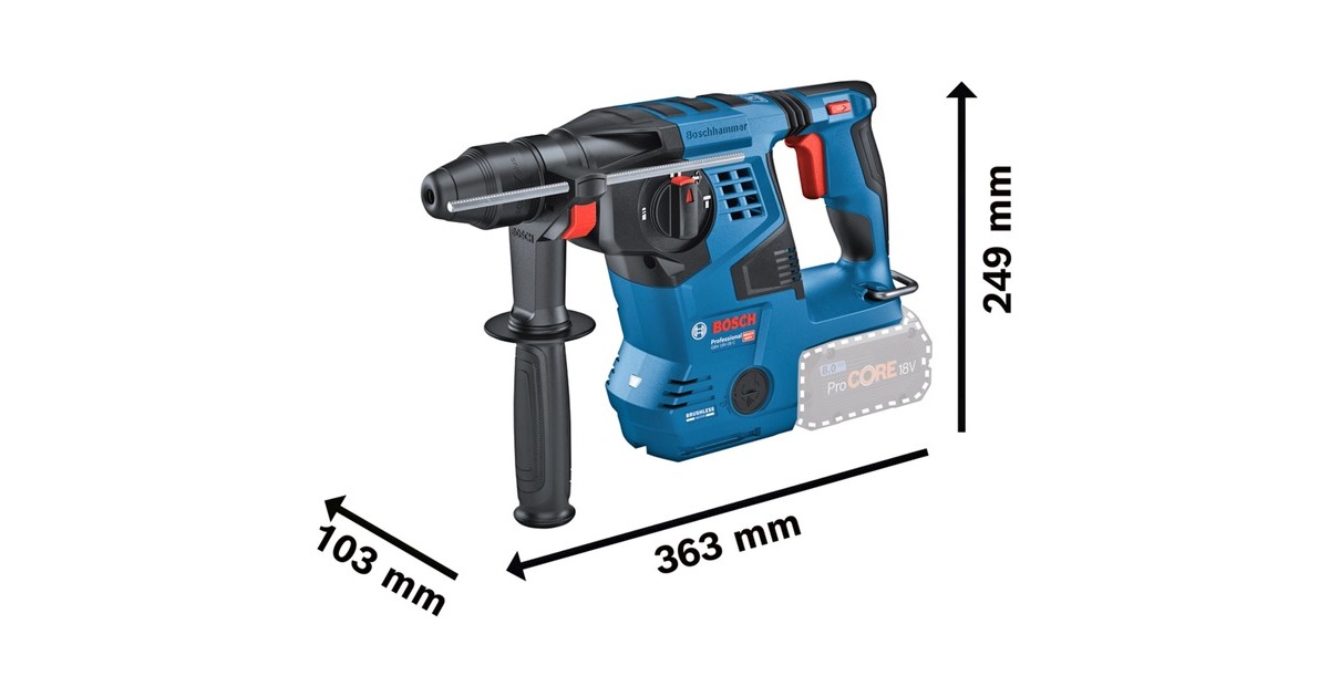 Bosch Akku-Bohrhammer GBH 18V-28 C Professional solo, 18Volt(blau/schwarz, ohne Akku und Ladegerät, mit Bluetooth)