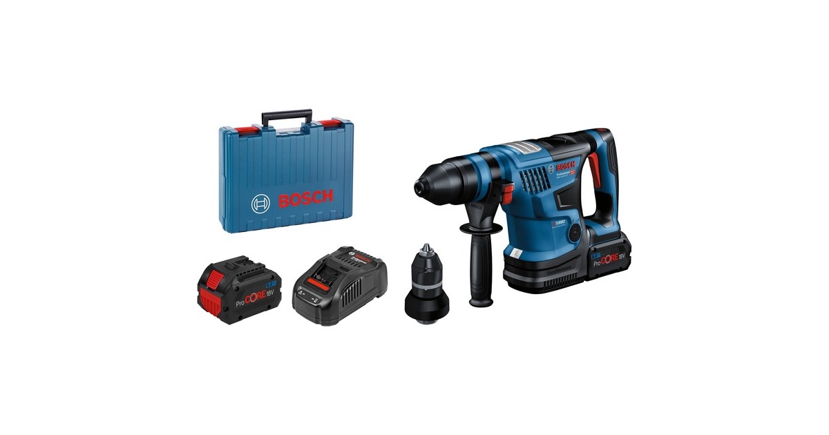 Bosch Akku-Bohrhammer GBH 18V-34 CF Professional(blau/schwarz, 2x Akku ProCORE18V 8,0Ah, Bluetooth Modul, Koffer)
