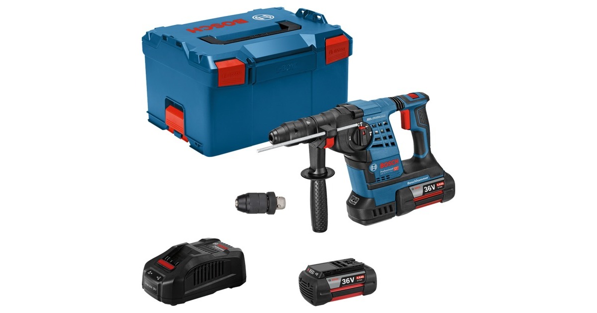 Bosch Akku-Bohrhammer GBH 36 VF-LI Plus Professional(blau/schwarz, 2x Li-Ionen Akku 4,0Ah, in L-BOXX)