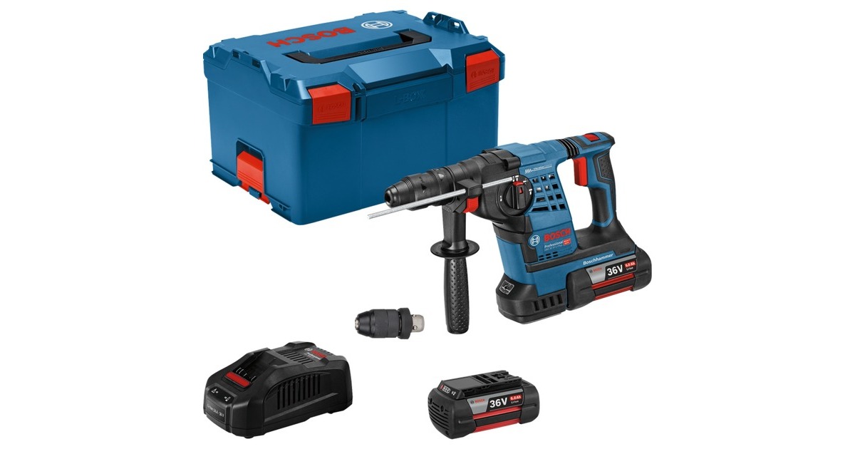 Bosch Akku-Bohrhammer GBH 36 VF-LI Plus Professional(blau/schwarz, 2x Li-Ionen Akku 6,0Ah, in L-BOXX)