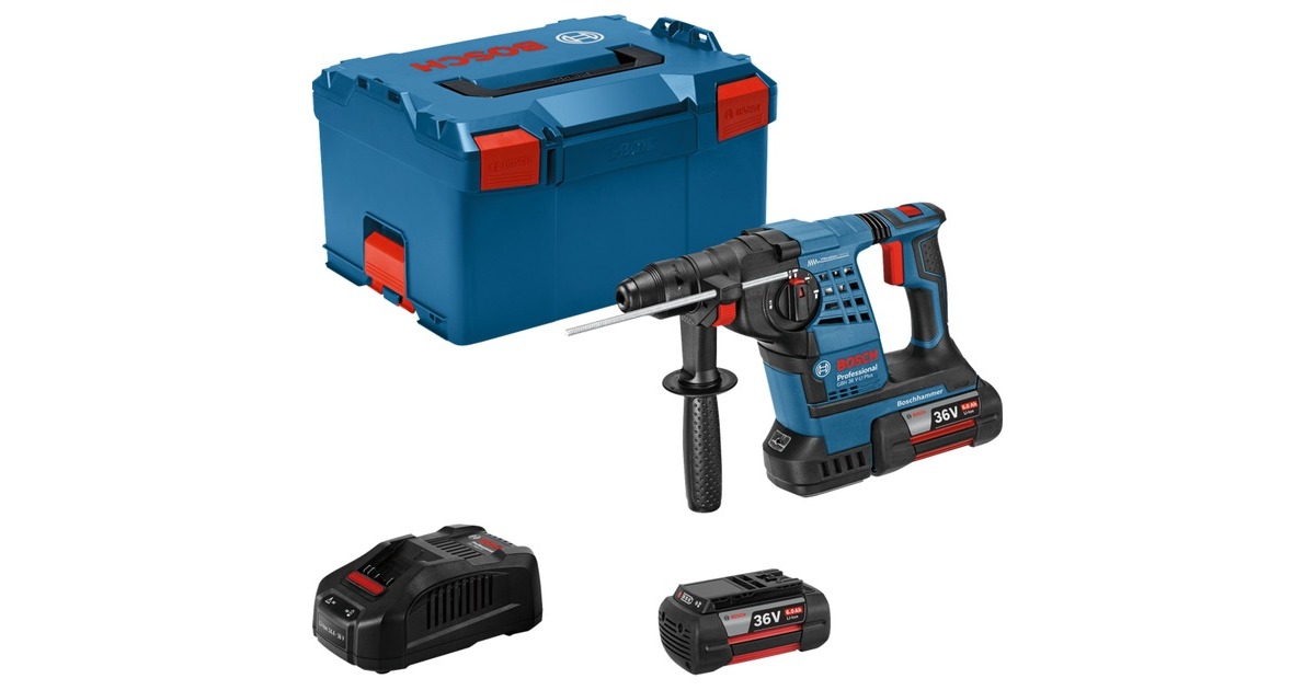 Bosch Akku-Bohrhammer GBH 36 VF-LI Plus Professional(blau/schwarz, 2x Li-Ionen Akku 6,0Ah, in L-BOXX)