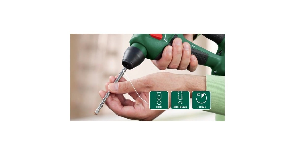 Bosch Akku-Bohrhammer Uneo Maxx, 18Volt(grün/schwarz, 2x Li-Ionen Akku 1,5Ah, 19-teiliges Zubehör, SystemBox, POWER FOR ALL ALLIANCE)