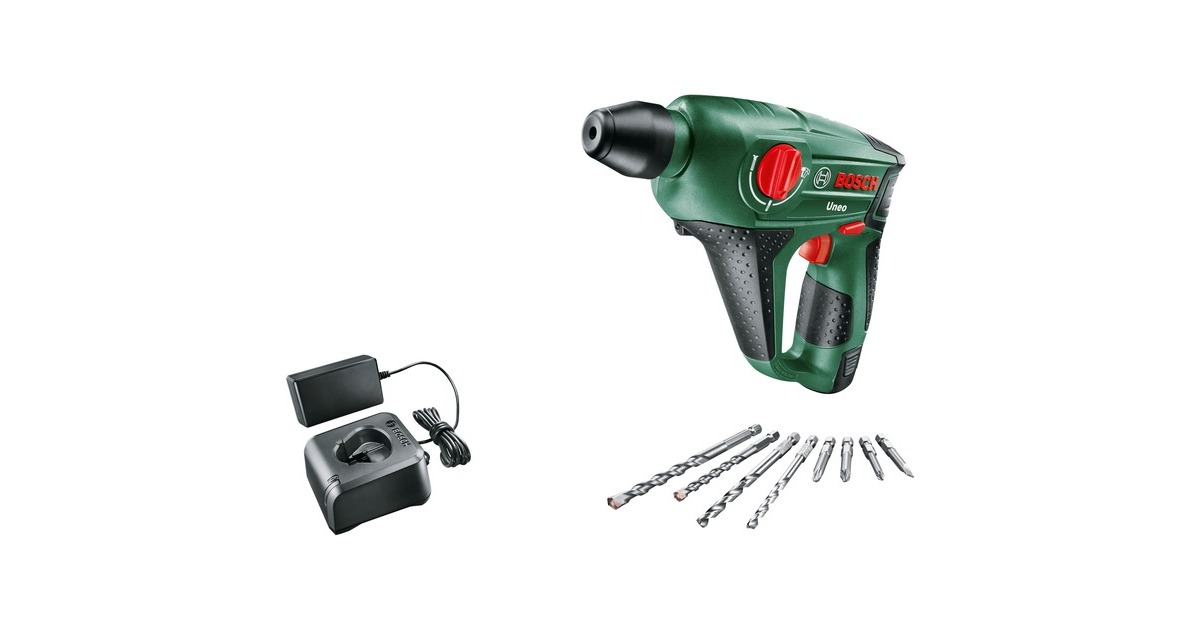 Bosch Akku-Bohrhammer Uneo, 12Volt(grün/schwarz, 2x Li-Ionen Akku 2,0Ah, im Koffer)