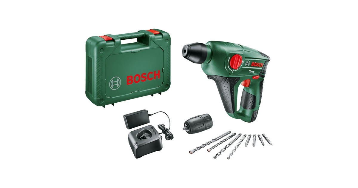Bosch Akku-Bohrhammer Uneo, 12Volt(grün/schwarz, Li-Ion-Akku 2,0Ah, im Koffer)