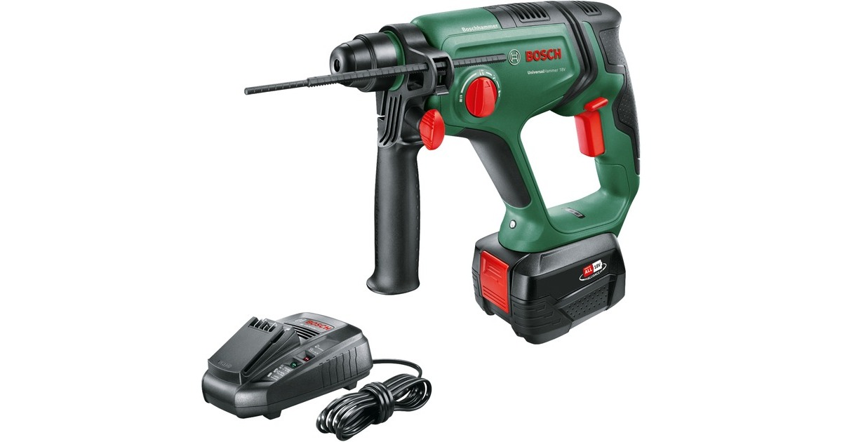 Bosch Akku-Bohrhammer UniversalHammer 18V(grün/schwarz, Li-Ionen Akku 4,0Ah, Koffer, POWER FOR ALL ALLIANCE)