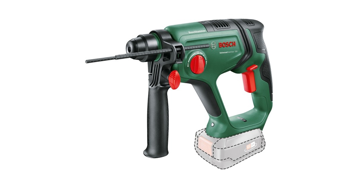 Bosch Akku-Bohrhammer UniversalHammer 18V BARETOOL(grün/schwarz, ohne Akku und Ladegerät, POWER FOR ALL ALLIANCE)