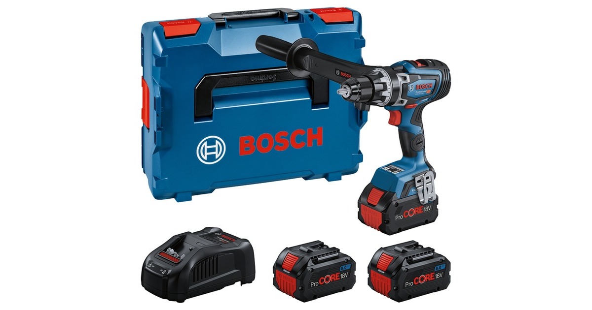 Bosch Akku-Bohrschrauber BITURBO GSR 18V-150 C Professional, 18Volt(blau/schwarz, 3x Akku ProCORE18V 8,0Ah, L-BOXX)