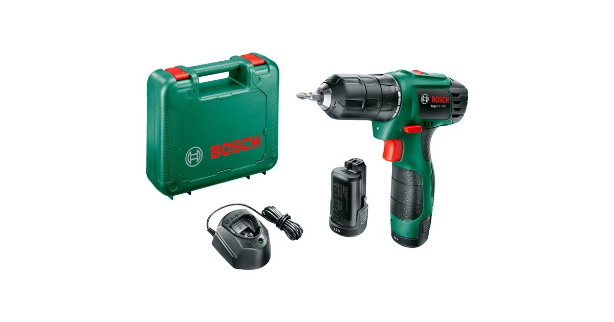 Bosch Akku-Bohrschrauber EasyDrill 1200(grün/schwarz, 2x Li-Ionen Akku 1,5Ah, Koffer)