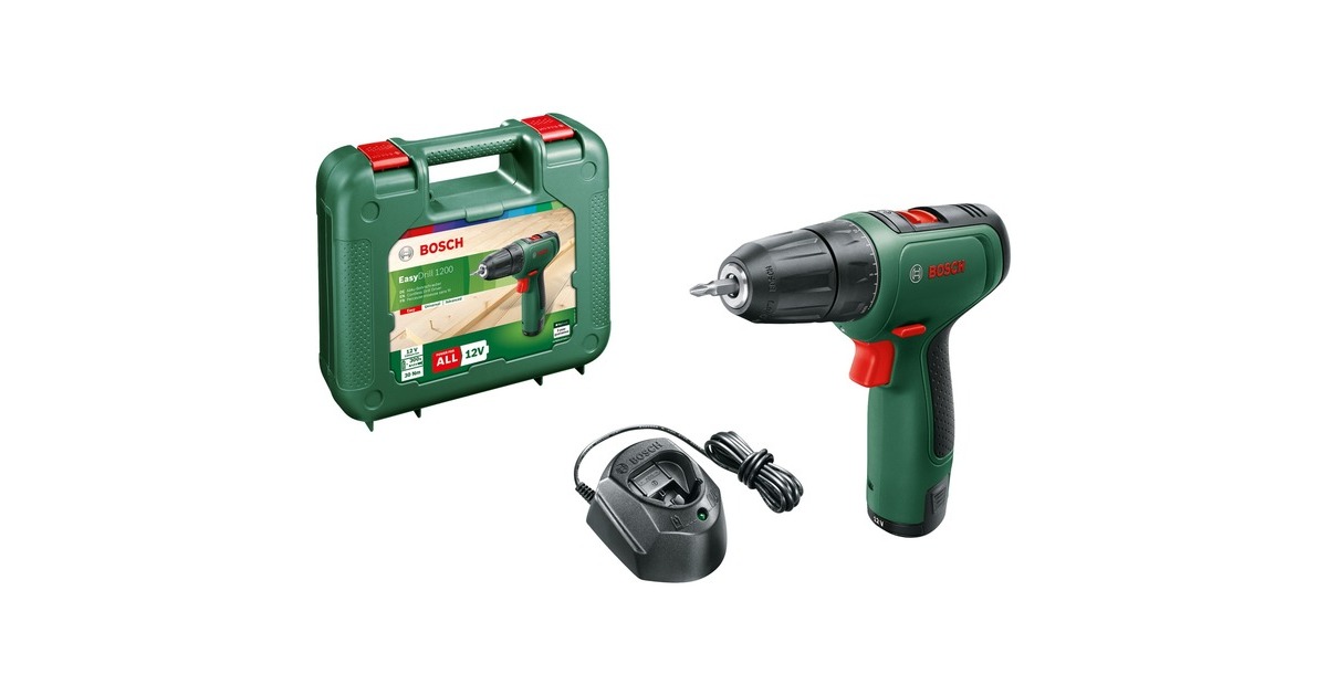 Bosch Akku-Bohrschrauber EasyDrill 1200(grün/schwarz, Li-Ionen Akku 1,5Ah, Koffer)