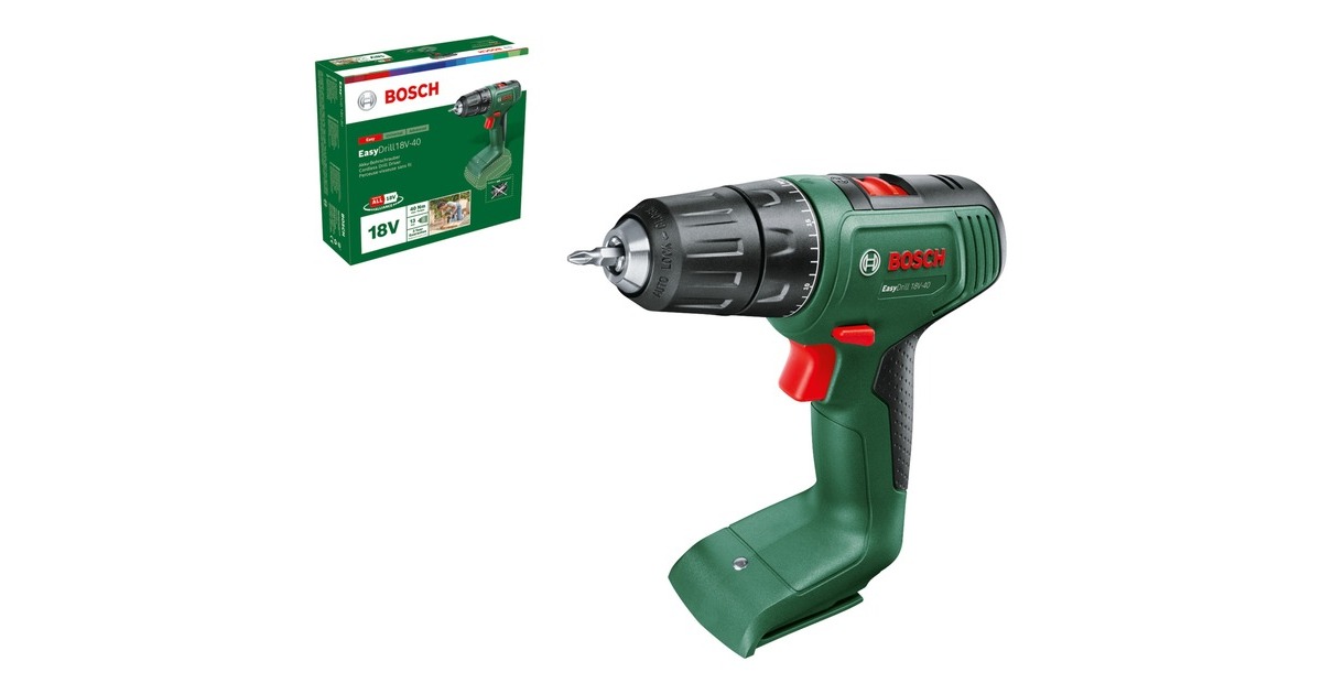 Bosch Akku-Bohrschrauber EasyDrill 18V-40(grün/schwarz, ohne Akku und Ladegerät, POWER FOR ALL ALLIANCE)