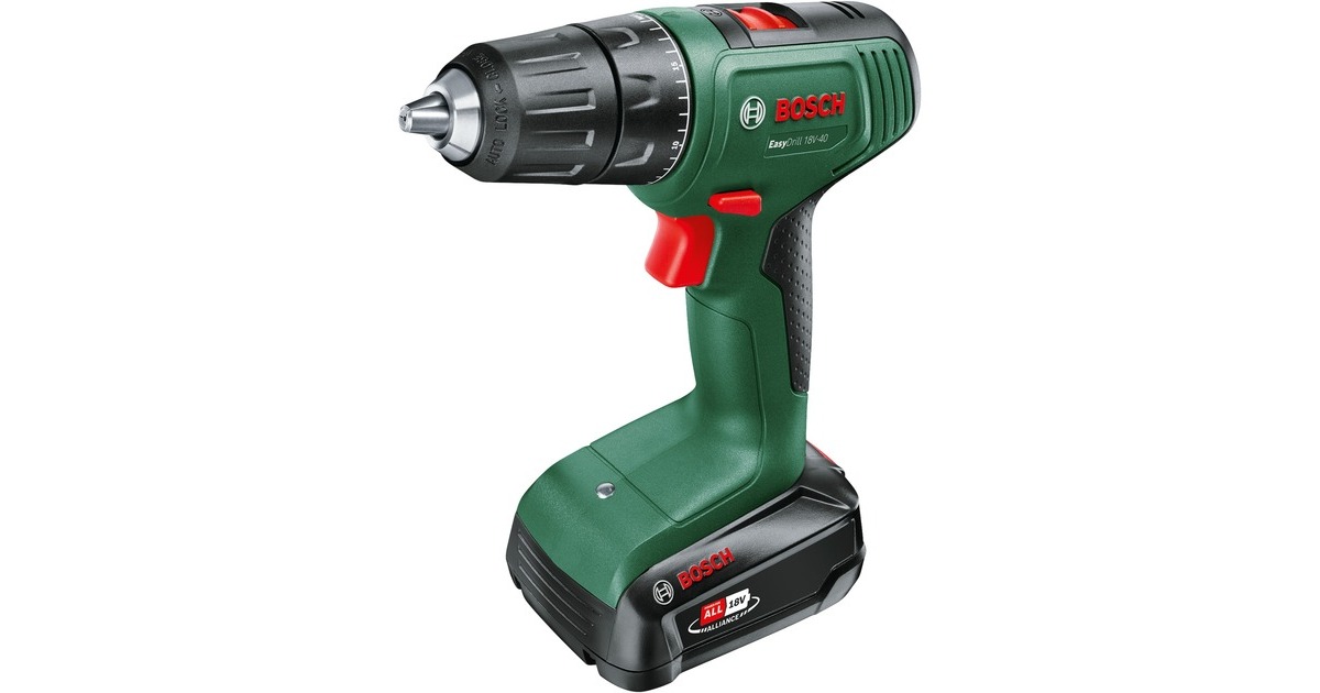 Bosch Akku-Bohrschrauber EasyDrill 18V-40 + SystemBox(grün/schwarz, Li-Ionen Akku 1,5Ah, Koffer, POWER FOR ALL ALLIANCE)