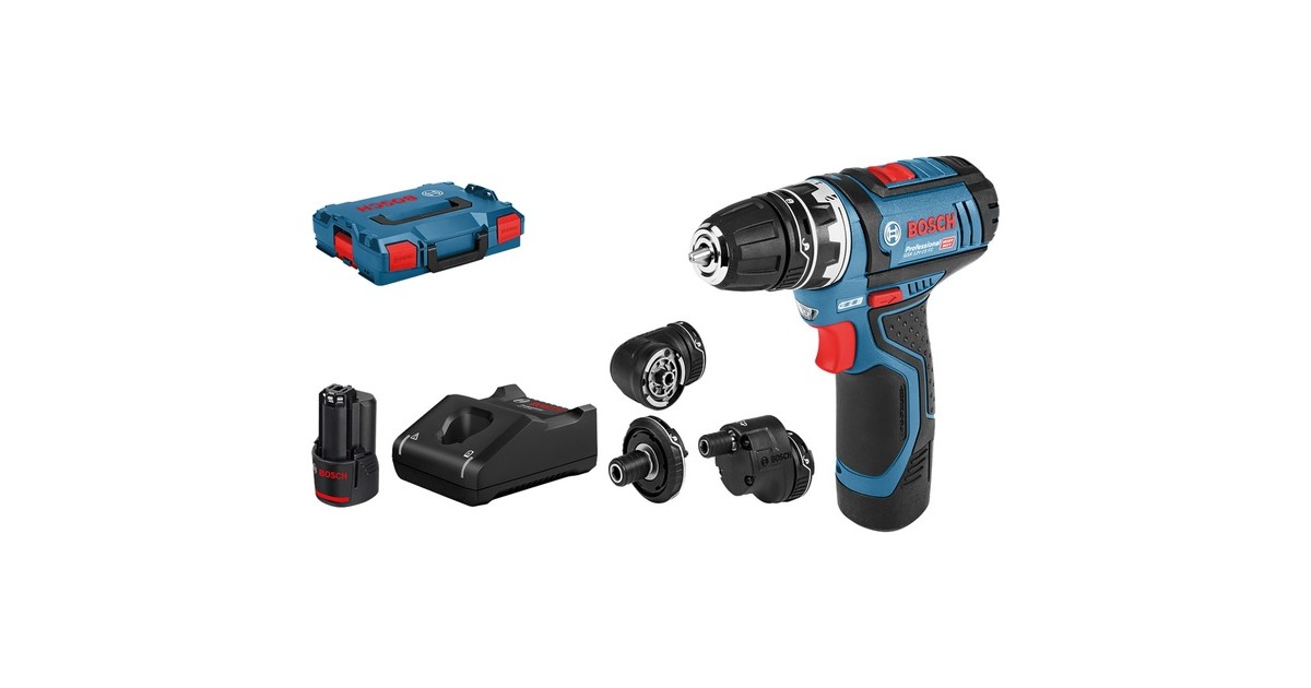 Bosch Akku-Bohrschrauber GSR 12V-15 FC Professional, 12Volt(blau/schwarz, 2x Li-Ionen Akku 2,0Ah, in L-BOXX)