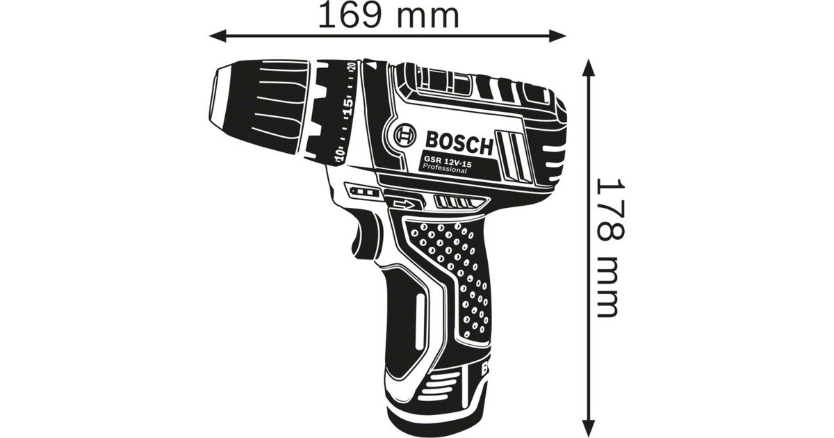 Bosch Akku-Bohrschrauber GSR 12V-15 Professional, 12Volt(blau/schwarz, 2x Li-Ionen Akku 2,0Ah, 25 Bits)