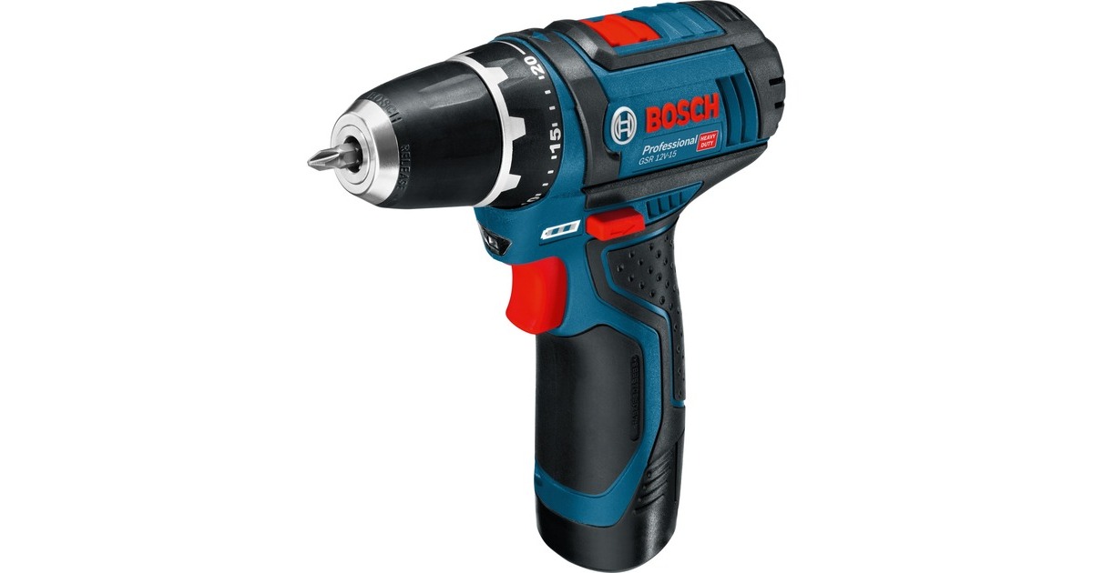 Bosch Akku-Bohrschrauber GSR 12V-15 Professional, 12 Volt(blau/schwarz, 2x Li-Ionen Akku 2,0Ah)