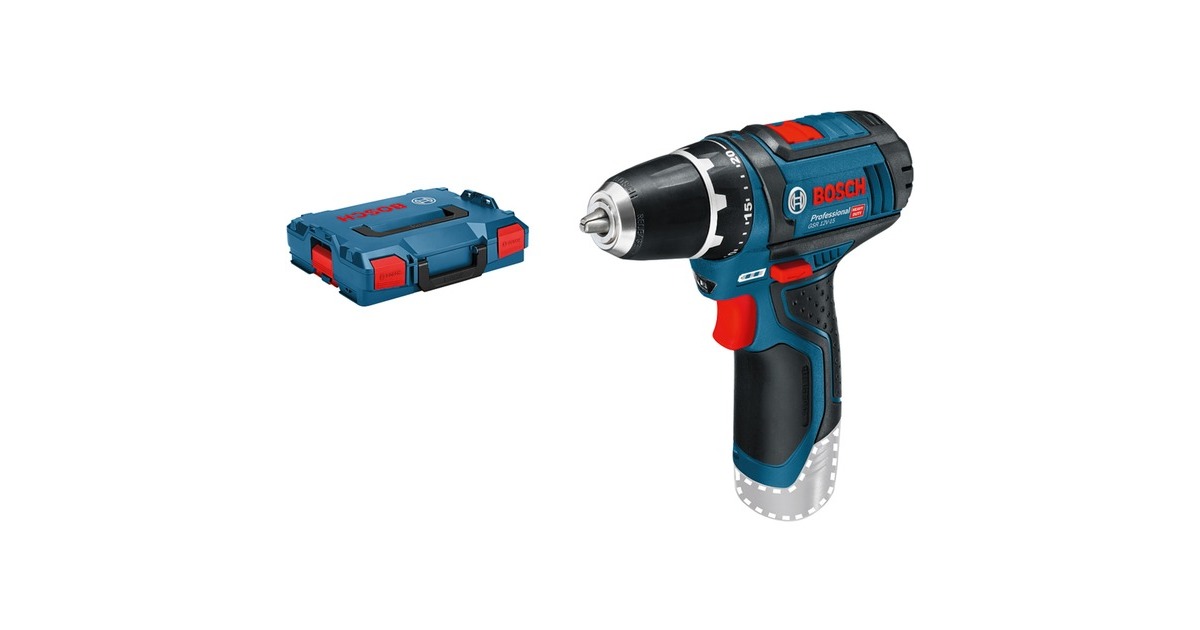 Bosch Akku-Bohrschrauber GSR 12V-15 Professional solo, 12Volt(blau/schwarz, ohne Akku und Ladegerät, L-BOXX)