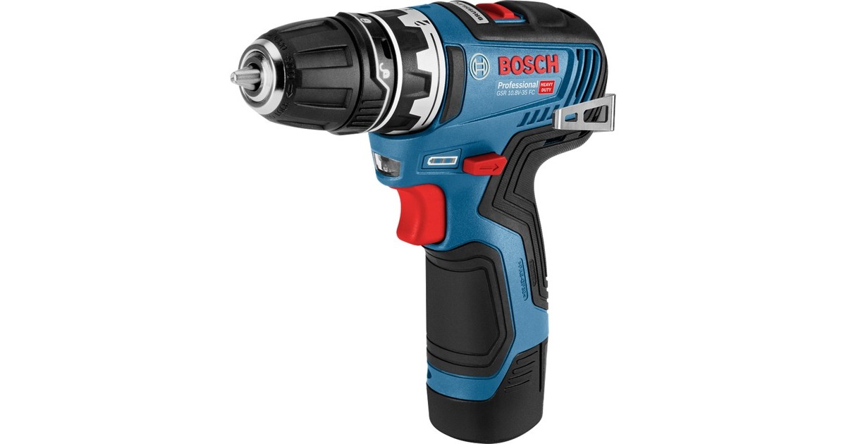 Bosch Akku-Bohrschrauber GSR 12V-35 FC Professional, 12Volt(blau/schwarz, 2x Li-Ionen Akku 3,0Ah, mit FlexiClick Aufsätzen, L-BOXX)