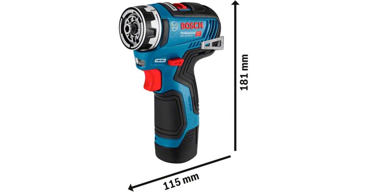 Bosch Akku-Bohrschrauber GSR 12V-35 FC Professional, 12Volt(blau/schwarz, 2x Li-Ionen Akku 3,0Ah, mit FlexiClick Aufsätzen, L-BOXX)