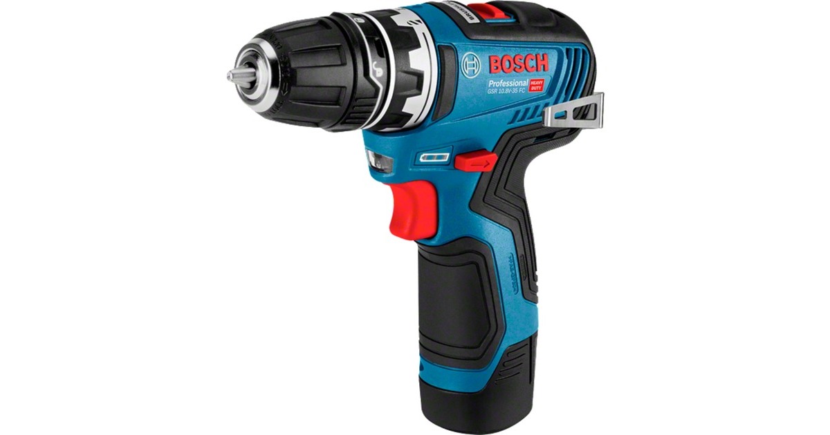 Bosch Akku-Bohrschrauber GSR 12V-35 FC Professional solo, 12Volt(blau/schwarz, ohne Akku und Ladegerät, mit FlexiClick Aufsätzen, L-BOXX)