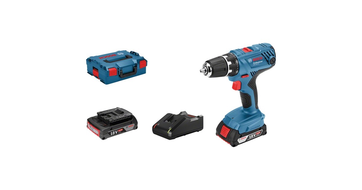 Bosch Akku-Bohrschrauber GSR 18V-21 Professional, 18Volt(blau/schwarz, 2x Li-Ionen Akku 2,0Ah, in L-BOXX)