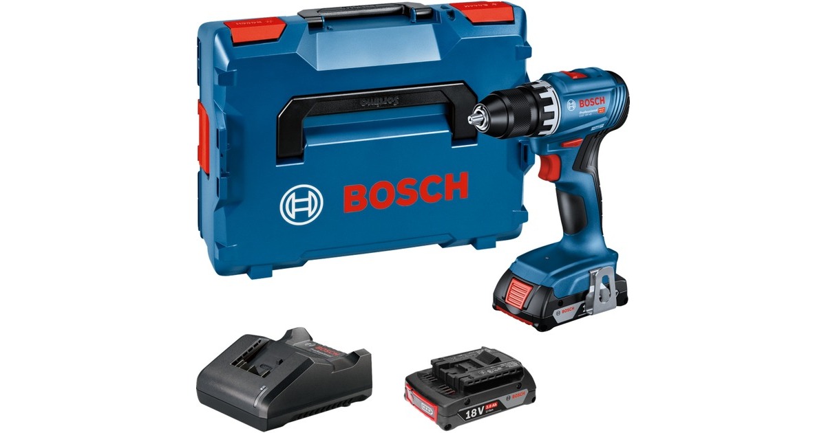 Bosch Akku-Bohrschrauber GSR 18V-45 Professional, 18Volt(blau/schwarz, 2x Li-Ionen Akku 2,0Ah, in L-BOXX)