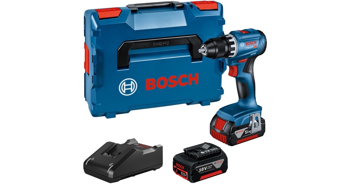 Bosch Akku-Bohrschrauber GSR 18V-45 Professional, 18Volt(blau/schwarz, 2x Li-Ionen Akku 3,0Ah, in L-BOXX)