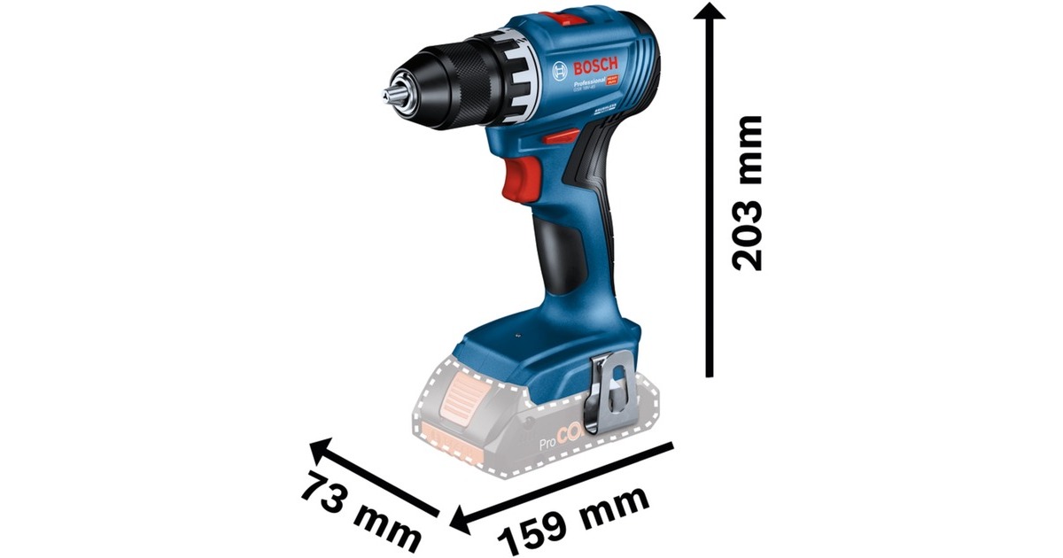 Bosch Akku-Bohrschrauber GSR 18V-45 Professional solo, 18Volt(blau/schwarz, ohne Akku und Ladegerät, in L-BOXX)