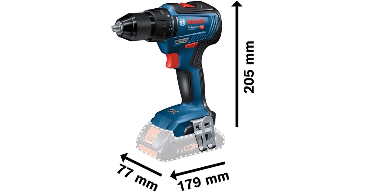 Bosch Akku-Bohrschrauber GSR 18V-55 Professional, 18Volt(blau/schwarz, 2x Li-Ion Akku 4,0Ah, L-Case Pick & Click, 82-teiliges Zubehör-Set)