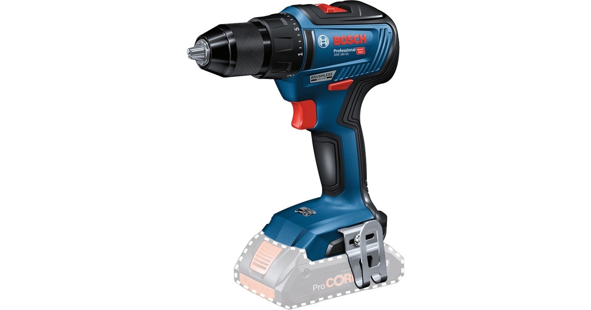 Bosch Akku-Bohrschrauber GSR 18V-55 Professional solo, 18Volt(blau/schwarz, ohne Akku und Ladegerät)