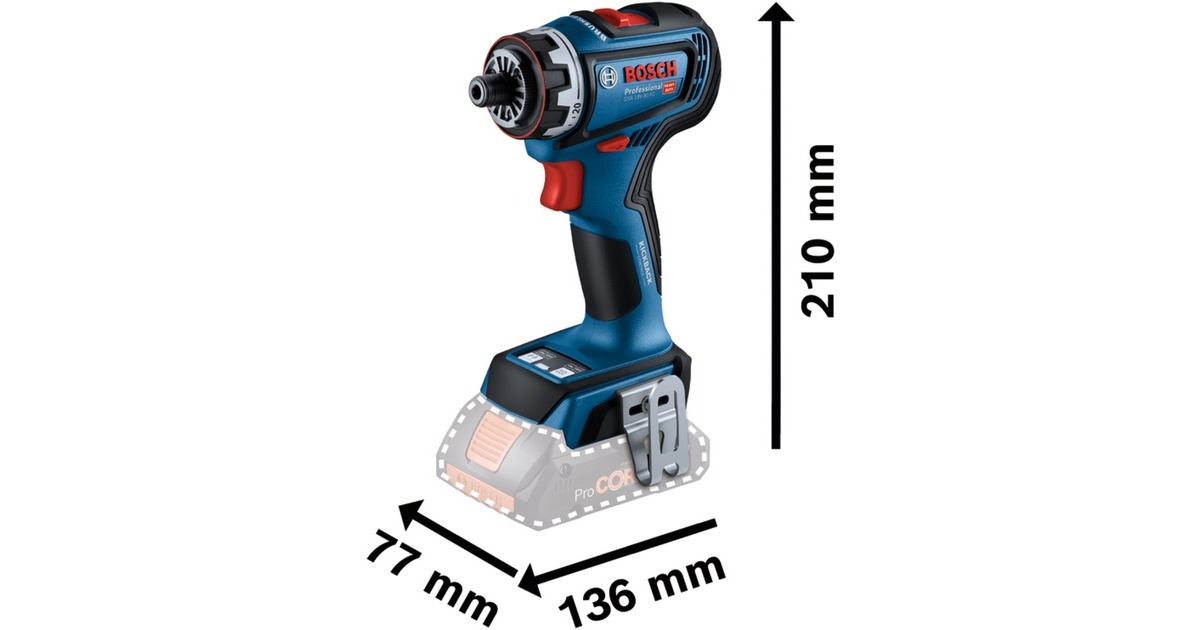 Bosch Akku-Bohrschrauber GSR 18V-90 FC Professional solo, 18Volt(blau/schwarz, ohne Akku und Ladegerät, in L-BOXX)