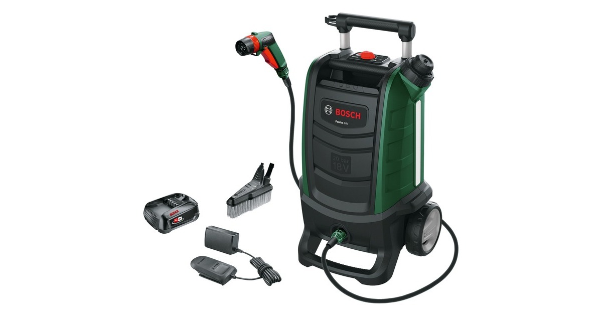 Bosch Akku-Druckreiniger Fontus (Gen2), 18Volt(grün/schwarz, Li-Ionen Akku 2,5Ah, POWER FOR ALL ALLIANCE)