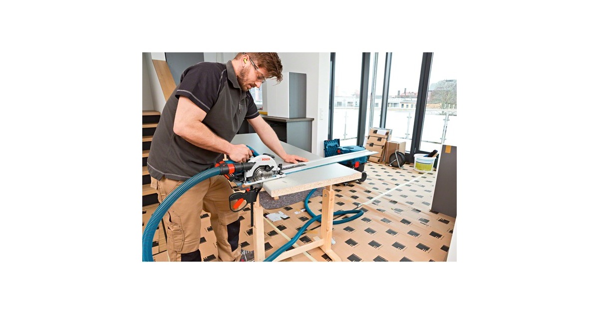 Bosch Akku-Handkreissäge GKS 18V-57 G Professional, 18Volt(blau/schwarz, 2x Li-Ionen Akku 5,0Ah, L-BOXX, Führungsschiene)