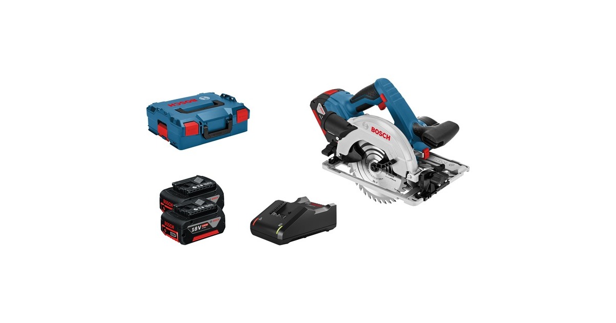 Bosch Akku-Handkreissäge GKS 18V-57 G Professional, 18Volt(blau/schwarz, 2x Li-Ionen Akku 4,0Ah, in L-BOXX)