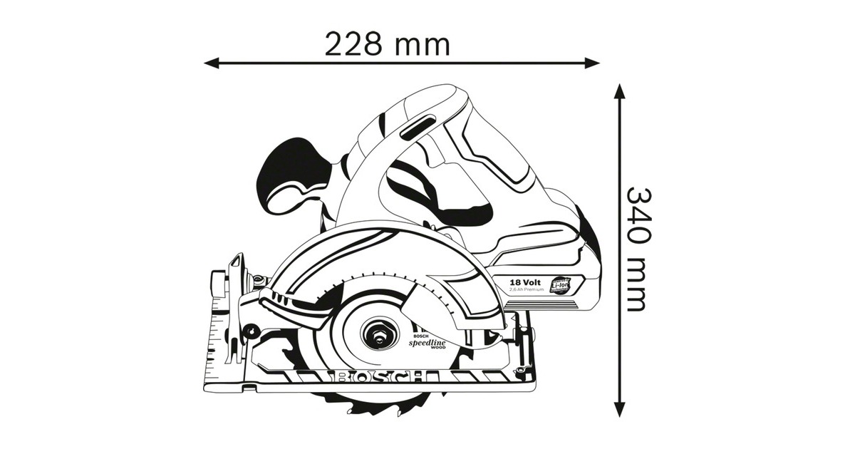 Bosch Akku-Handkreissäge GKS 18 V-LI Professional solo, 18Volt(blau/schwarz, ohne Akku und Ladegerät, in L-BOXX)