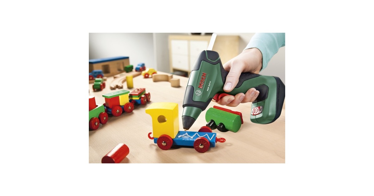 Bosch Akku-Heißklebepistole PKP 3,6 LI(grün/schwarz, Li-Ionen-Akku 1,5 Ah)