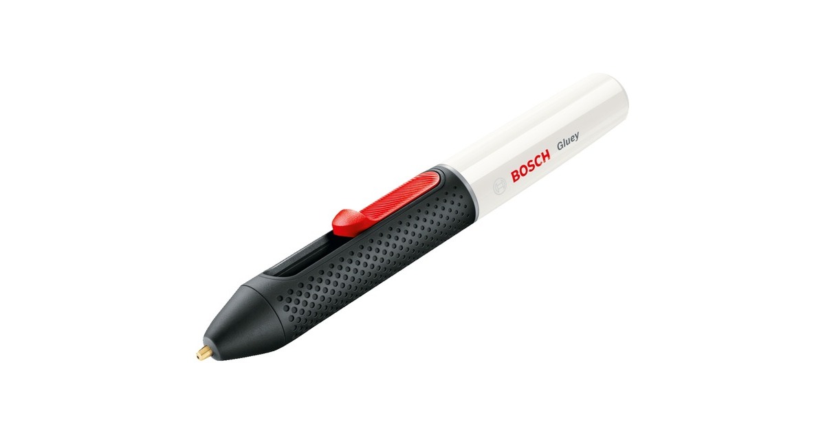 Bosch Akku-Heißklebestift Gluey Pen, Marshmallow, Heißklebepistole(weiß/schwarz, inkl. 20 Klebesticks)