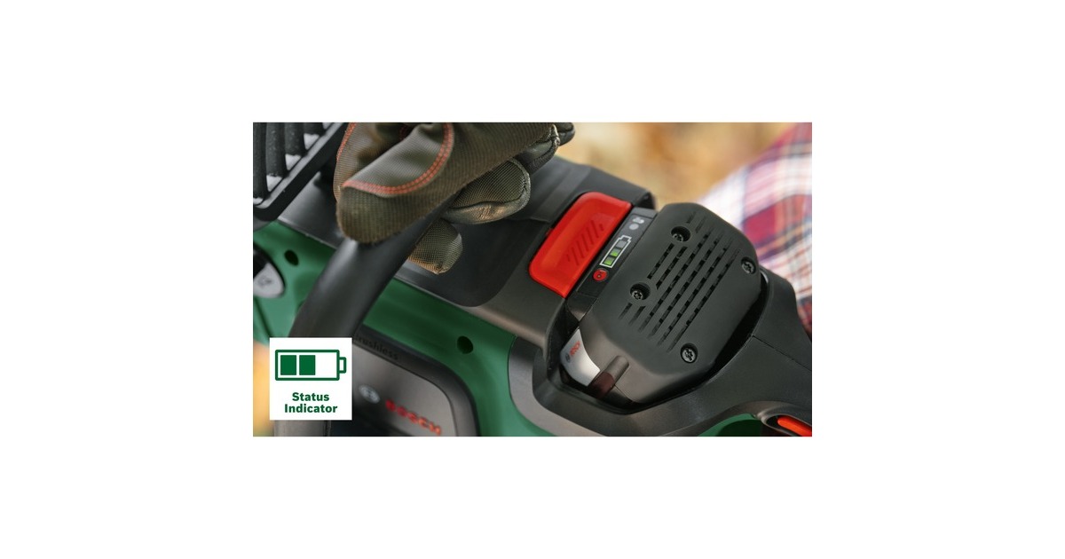 Bosch Akku-Kettensäge AdvancedChain 36V 35-40, 36Volt, Elektro-Kettensäge(grün/schwarz, Li-Ionen Akku 2,0Ah, POWER FOR ALL)